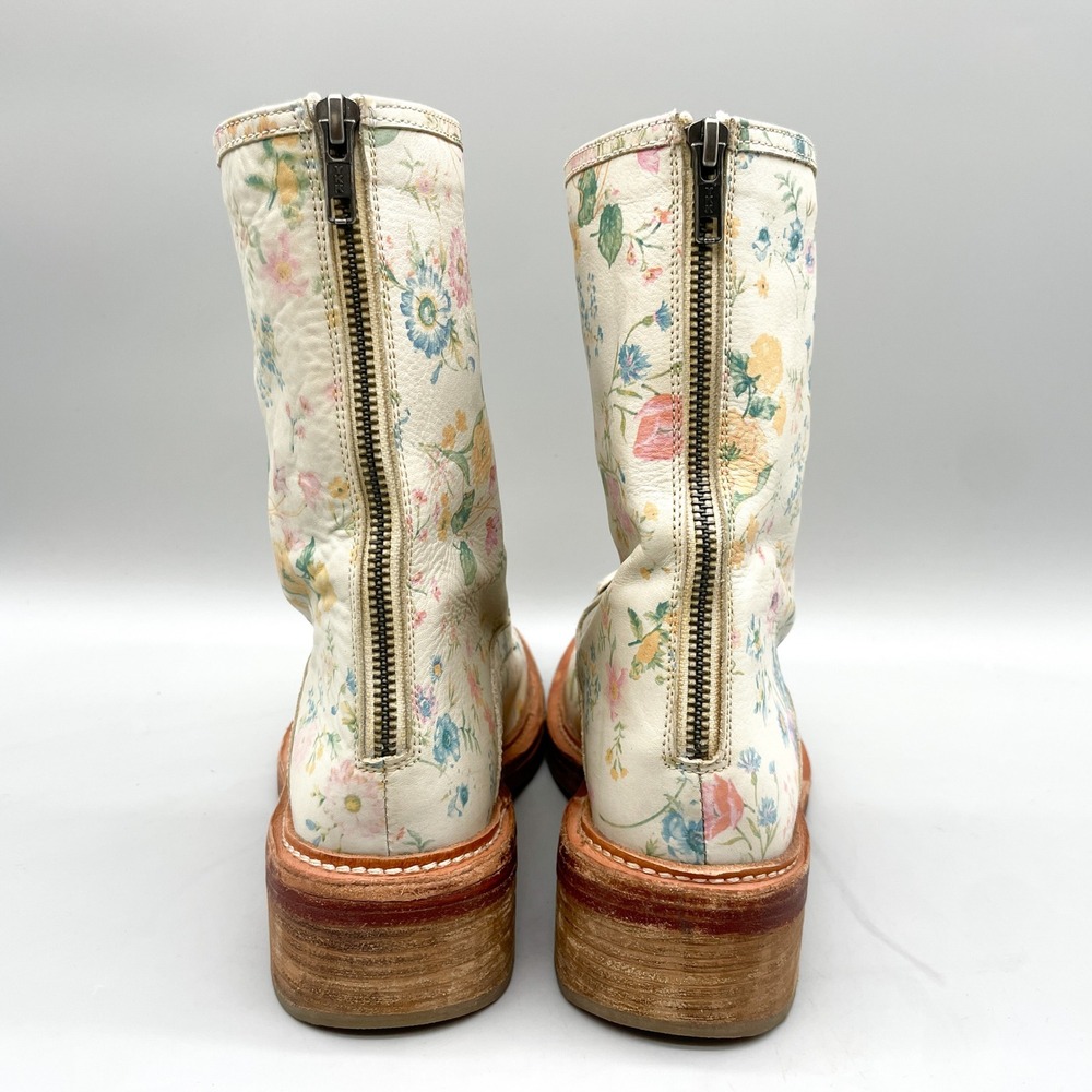 Free People Womens 39 Santa Fee Combat Boots Vintage Floral Leather Cottage Boho - Picture 5 of 13